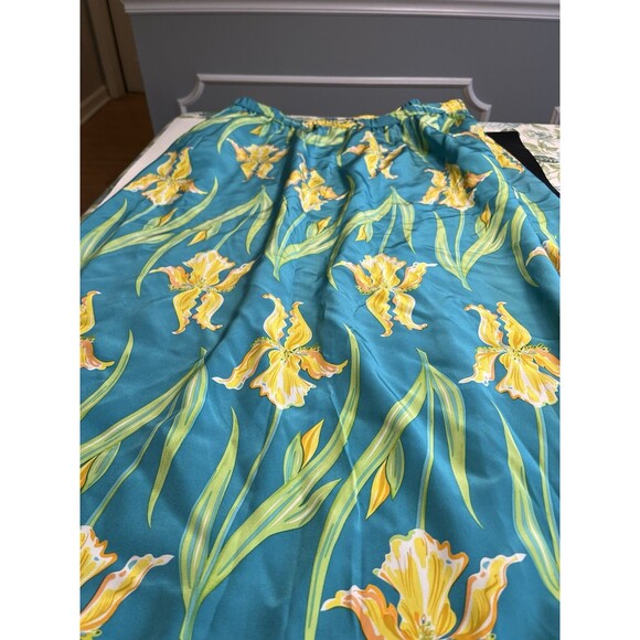 Bob Mackie 100% Silk Turquoise Blue & Yellow Floral Skirt Sz 1X - Picture 1 of 16